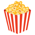 Emoji de palomitas animado representando entretenimiento y diversión